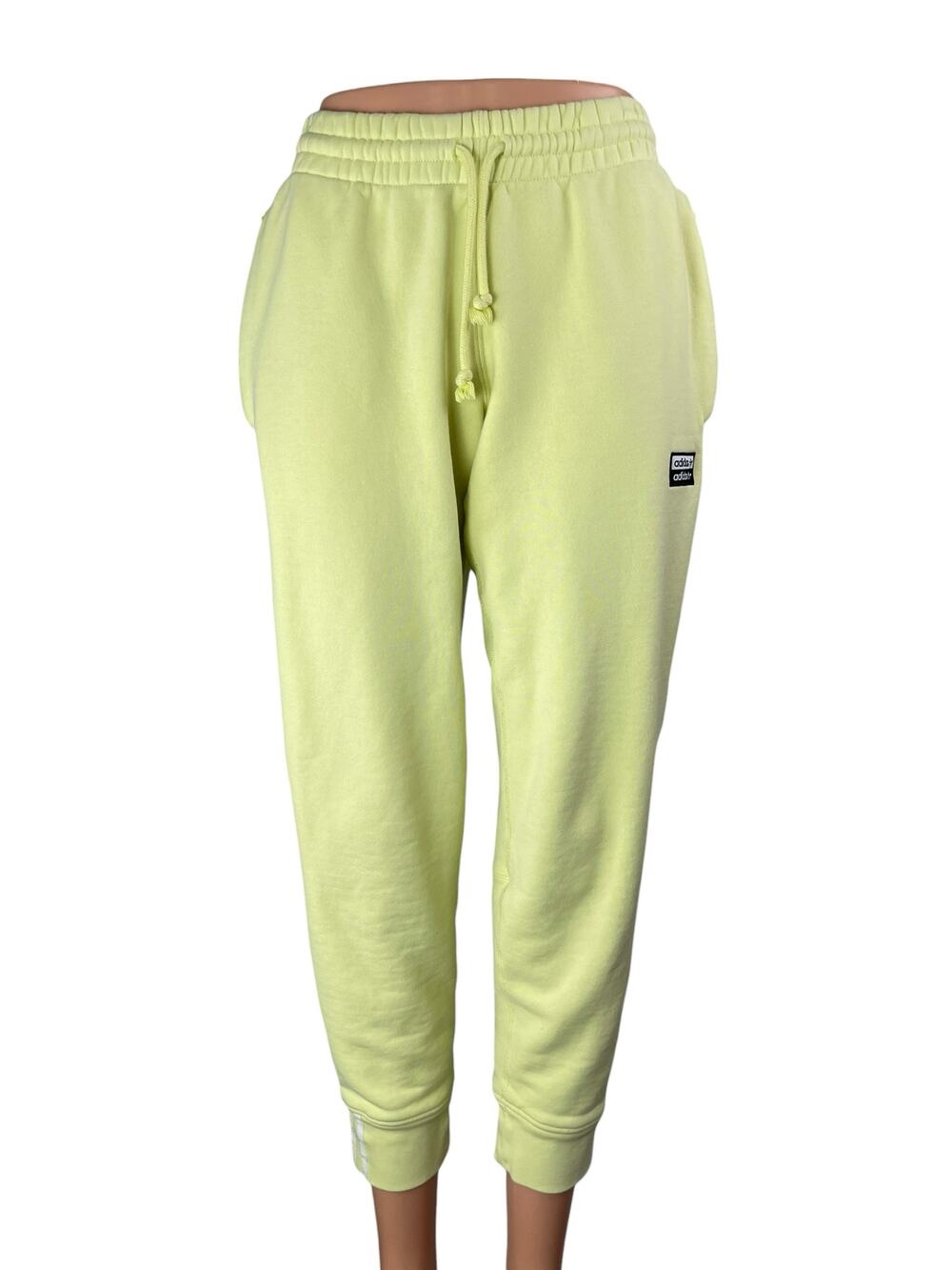 Adidas Women's Yellow Elastic High Waist Athletic Trousers Joggers Sweat Pants S